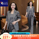 啄木鳥(niǎo)條紋中袖西裝套裝女2025夏新款氣質(zhì)設(shè)計(jì)感職業(yè)西服外套時(shí)尚三件套 灰色紋理 XL (120-130斤)