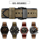 老皮匠表帶 適配美度舵手指揮官 西鐵城光動(dòng)能 漢密爾頓卡其航空真皮手表帶 頭層牛皮表帶男 22mm 綠色-黑色蝴蝶扣 22mm