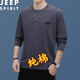 JEEP SPIRIT純棉長袖t恤男裝秋衣服中青年寬松大碼打底2024春秋季上衣打底衫 C01鐵灰 XL （建議115-130斤）