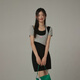 CHUU假兩件連衣裙女2025夏新品美式復(fù)古個(gè)性設(shè)計(jì)包臀裙子 黑色 均碼