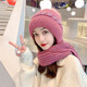 浩冠 毛線(xiàn)帽圍巾兩件套秋冬天帽子女冬季戶(hù)外防風(fēng)寒套頭兔毛保暖針織帽女生禮物 粉色 帽子圍巾一體