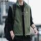 JEEP SPIRIT吉普馬甲男春秋戶(hù)外外套休閑加絨兩面穿上衣坎肩男裝 軍綠 L