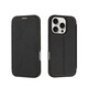 素界適用iPhone16ProMax翻蓋式手機(jī)殼蘋果16強(qiáng)磁吸合插卡保護(hù)皮套素皮 黑色 iPhone16Pro【6.3寸】