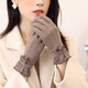 咕咕象（guguxiang）德絨手套保暖女秋冬季加絨薄款棉彈力騎行電動(dòng)車(chē)防風(fēng)防寒防凍觸屏 咖啡色1雙（德絨手套）