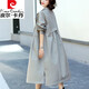 皮爾卡丹中長(cháng)款風(fēng)衣女2026年秋裝新款氣質(zhì)媽休閑外套韓版感女裝大衣 灰綠色 XL 141-160斤