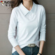 啄木鳥(niǎo)長(cháng)袖棉質(zhì)T恤女有領(lǐng)衛衣打底女裝翻領(lǐng)寬松顯瘦百搭外穿上衣POLO衫 白色 L 【建議100-110斤】