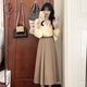 JRET穿搭兩件套裝女溫柔氣質(zhì)淑女長(cháng)袖襯衫高腰顯瘦中長(cháng)半身A字裙子 【套裝】長(cháng)袖襯衫+半身裙+腰帶 L
