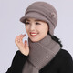 中老年帽子女冬季護耳保暖媽媽帽子冬天毛線(xiàn)帽老人加絨兔毛奶奶帽加厚冬帽防寒脖套濕紅妝 卡其色 有彈力(護耳帽)