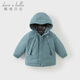 戴維貝拉（DAVE＆BELLA）冬裝兒童工裝外套女童連帽上衣小童羽絨服男寶寶衣服秋冬新年童裝 煙藍色 130 cm（建議身高120-130cm）