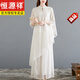 恒源祥素衣女春夏中國風(fēng)佛系禪意女裝茶服禪服漢服改良旗袍上衣唐式套裝 白色 M