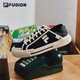 FILA FUSION斐樂(lè )帆布鞋情侶款一腳蹬半拖帆布鞋休閑鞋板鞋輕便帆布鞋男女 黑/奶白-BG 經(jīng)典情侶同款 38