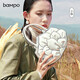 半坡飾族（bampo）品牌單肩包迷你蓮花包女包原創(chuàng  )個(gè)性手提包斜挎包軟皮高質(zhì)感 純白100