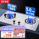櫻花金鼎燃?xì)庠钐烊粴怆p灶5.2KW大火力鴛鴦灶家用臺(tái)面嵌入式九孔猛火不銹鋼防爆玻璃雙邊定時(shí)童鎖防燙提醒 雙邊文火+不銹鋼面板 管道天然氣5.2KW