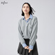 伊芙麗（eifini）伊芙麗miu系拼接假兩件襯衫領(lǐng)短款衛衣女2024秋裝新款百搭外套 灰色 155/80A/S