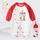 RELABTABY寶寶百天衣服百歲宴100天嬰兒滿(mǎn)月宴連體衣男孩女春秋季套裝哈衣 紅色 100天皇冠龍 66cm （建議11-14斤左右）