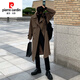 皮爾卡丹（pierre cardin）品牌高檔男裝韓版風(fēng)衣男中長(zhǎng)款潮流寬松過(guò)膝雙排扣外套秋冬季情侶 咖啡色加棉 L