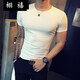 栩禧緊身t恤男短袖彈力修身上衣夏季男士純色T恤短袖男裝運動(dòng)半袖衣服 白色 L