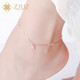 ZJUZ18K金腳鏈女心動黃金腳鏈AU750簡約心形腳鏈時尚彩金七夕送女友 18K玫瑰金加粗款式 22+2cm