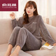 俞兆林珊瑚絨睡衣女秋冬外穿加絨加厚仙女暖暖套裝家居服保暖內衣 貓咪灰色/2件套上衣+褲子 95-140斤
