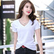 谷卓詩V領(lǐng)修身短袖T恤女2025夏裝新款雞心領(lǐng)氣質(zhì)女士打底半袖體恤衫上衣 白色 L
