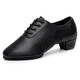 姍語(yǔ)（Shanyu）男士拉丁舞鞋軟底中跟練功鞋男童舞蹈鞋女成人廣場(chǎng)舞男交誼舞跳舞鞋恰恰 黑色兩點(diǎn)室外款 40