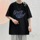 Jazky純棉短袖t恤男潮牌潮流百搭ins寬松夏季2022新款男生青少年大碼衣服半袖體恤 黑色 XL