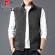 皮爾卡丹（pierre cardin）高端馬甲男外套春秋立領(lǐng)拉鏈開(kāi)衫純色羊毛背心大碼針織坎肩馬夾潮 灰色 JG-2395-H 170/L 120-135斤