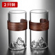 炫野玻璃茶杯耐高溫防燙家用水杯套裝客廳喝水杯子咖啡杯牛奶杯觀(guān)山杯 木環(huán)杯7*13cm360ml2只