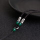 通幽閣925銀翡翠吊墜掛繩玉佩吊墜繩手工編織玉的項鏈繩掛玉墜的繩子 細長(cháng)銀+綠瑪瑙6+銀環(huán)-黑繩