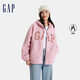 GAP女裝秋冬洋氣貼布繡logo仿羊羔絨連帽衛(wèi)衣加厚外套600757