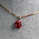s925銀粉熔緬甸紅寶石項鏈圓形單石吊墜鎖骨鏈輕奢氣質(zhì)玫瑰金色首飾品 玫瑰金色項鏈（主石10*12mm）