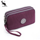 酷奇袋鼠（KUQIDAISHU）新款手機零錢(qián)包三層拉鏈帆布手拿小包女神節長(cháng)款中老年女手包 深紫色