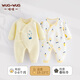 wua·wua新生兒衣服春秋季嬰兒連體衣夾棉保暖初生寶寶秋冬季0-3-6月睡衣 保暖（18-25度）黃星星+黃小熊 52cm 【0-1個(gè)月體重4-8斤】