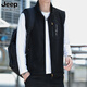 JEEP SPIRIT吉普馬甲男春秋抓絨戶(hù)外休閑無(wú)袖背心男士外套上衣男裝 黑色 XL