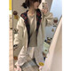 2025新款拼接格子連帽開衫衛(wèi)衣女春秋冬寬松薄款上衣拉鏈開衫外套 白灰色【春秋薄款】 M