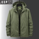 JEEP SPIRIT棉衣男2025冬季加絨加厚保暖沖鋒防水防風(fēng)大碼工裝夾克寬松外套 軍綠色 2XL