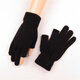 青衣麻相秋冬季針織保暖手套男士女士露指純色加絨厚款學(xué)生漏二指半指手套 拉毛露二指毛線(xiàn)手套：黑色 均碼