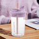 樂(lè )扣樂(lè )扣（LOCK&LOCK）吸管杯雙飲杯奶茶杯 女士咖啡杯兒童直飲杯喝水杯子果汁杯 薰衣草紫 420ml 1只
