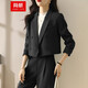 簡(jiǎn)蜓高級感小西裝套裝女春秋季2026新款職業(yè)裝氣質(zhì)短款休閑西服女神范 單件黑色西裝 L（推薦105-115斤）