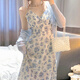 妃莉杋（FeiLiFan）碎花吊帶連衣裙夏季女裝2025年新款法式溫柔風(fēng)甜美收腰顯瘦裙子女 9031藍色外披+吊帶裙子 M 【98-108斤】