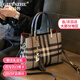 紀詩(shī)哲（GIEVSZHE）包包女包輕奢單肩包女士手提斜挎水桶包 生日38女神節禮物送老婆 【格子紋咖啡色】 精美禮盒裝