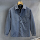 GUANGAN AEPE專(zhuān)柜進(jìn)口高端砂洗條紋長(cháng)袖襯衫男士秋季新款美式復古休閑牛仔襯衣 藍色 復古條紋設計寬松帥氣版型 L 125-140斤