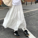 小野七天半身裙女長裙春秋高個子褶皺蓬蓬裙傘裙垂墜感仙女裙白色蛋糕裙 白色 M[建議96-110斤]