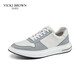 未畢（VICKI BROWN）【VB男鞋】法國品牌時(shí)尚休閑板鞋舒適百搭小白鞋男士皮鞋子男軟底 白灰 42