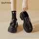 達芙妮百搭樂(lè )福鞋女2025春季爆款復古英倫風(fēng)黑色粗跟小皮鞋日系圓頭單鞋 黑色 37