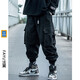 法翼（FAYI）國潮機能風(fēng)工裝褲男寬松嘻哈潮牌ins休閑褲束腳哈倫褲cargo褲子潮 黑色 M