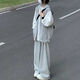 慕伊銘（MUYIMING）單/套裝春秋開衫連帽衛(wèi)衣拉鏈馬甲女學(xué)生風(fēng)寬松闊腿褲三件套ins潮 灰色馬甲+白衛(wèi)衣+灰褲子 【三件 L 建議【105-120斤】
