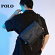 POLO 迷彩橫款單肩包大容量防潑水斜挎包潮流時(shí)尚男士郵差背包 043981 黑色