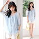 米度麗孕婦裝夏季薄款外穿打底娃娃衫顯瘦上衣天絲抽繩領(lǐng)短袖夏裝 淺藍 XL（建議130-160斤左右）