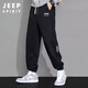 JEEP SPIRIT男士運(yùn)動(dòng)褲寬松休閑褲子2024新款時(shí)尚束腳衛(wèi)褲男加絨保暖青年長(zhǎng)褲 811春秋款-黑色 XL 130-150斤